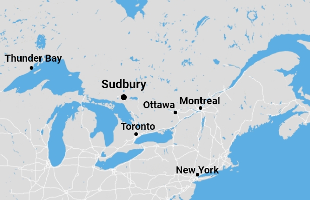 Sudbury - Location Kaart