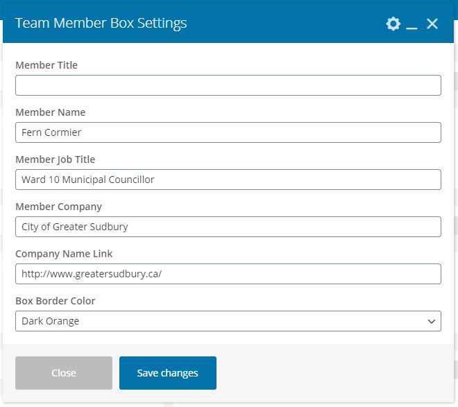 Edit Team Member Box Content